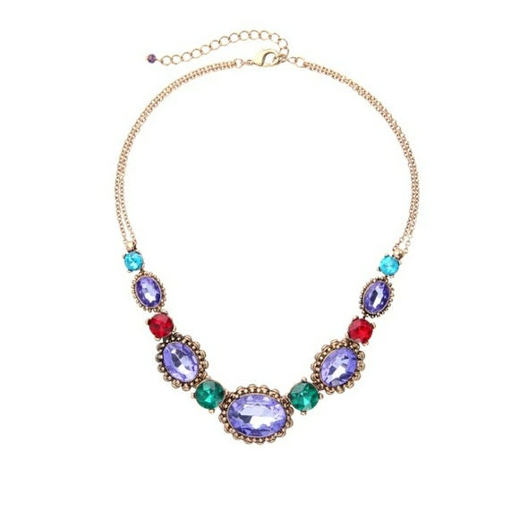 J&E Bijou Jewelry - Amethyst Purple Crystal Vintage Statement Necklace